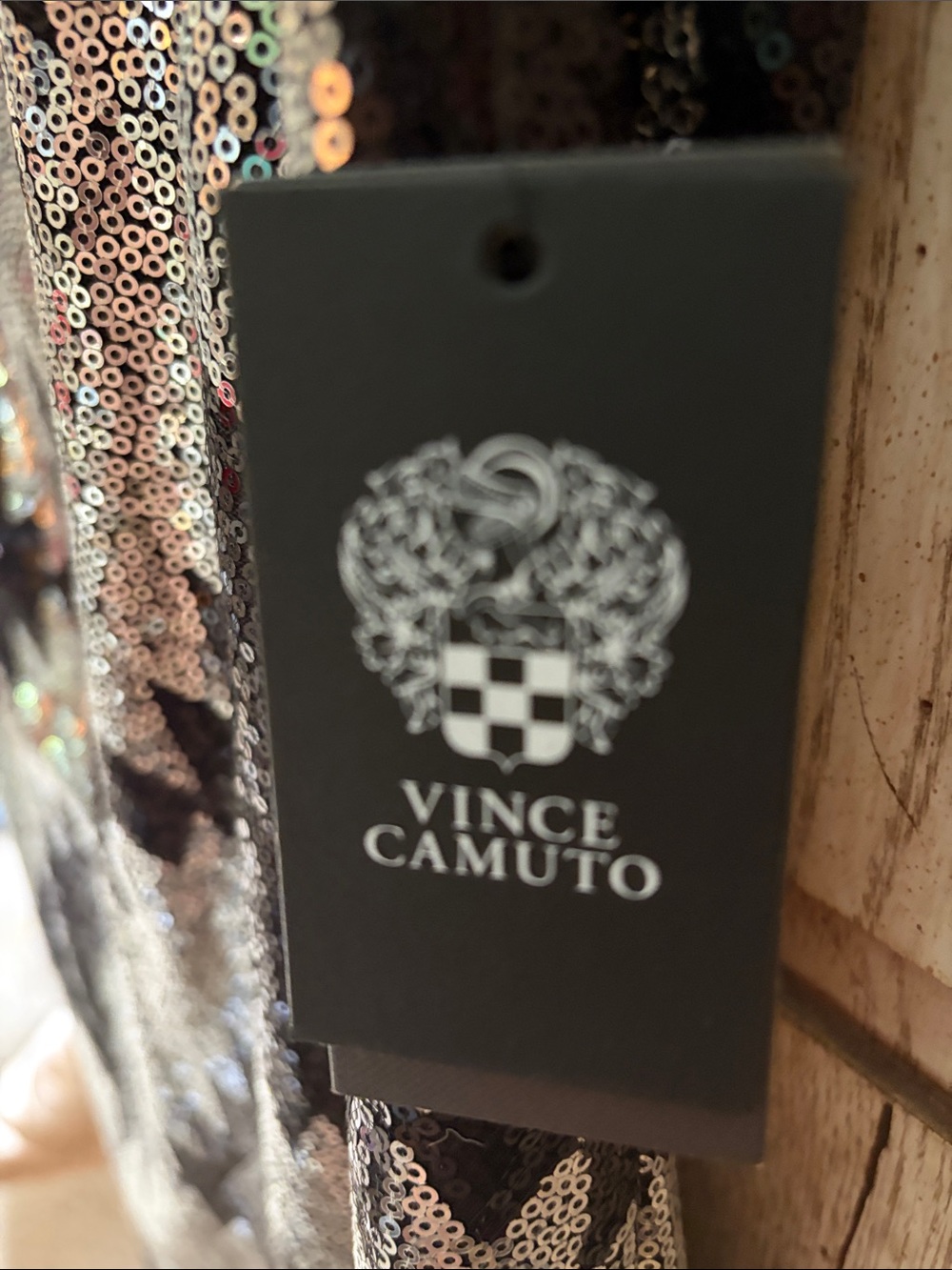 Vince Camuto Black and silver Sequin Cocktail dress with fringe bottom. NWT - Picture 4 of 8